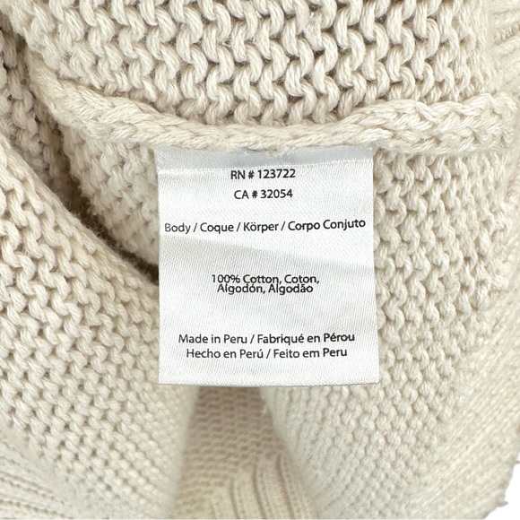 XiRENA Apres Sun Cream Beige Pink Striped Sleeve Loose Fit Cotton Knit Sweater - Picture 9 of 11